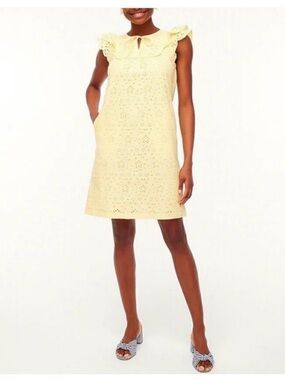 J.Crew Yellow Eyelet Sleeveless Dress Sz 12